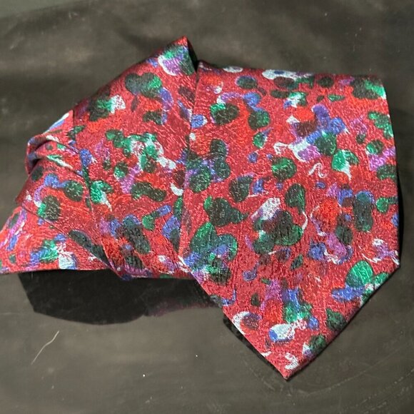 Missoni Tie Burgundy Abstract Maroon Silk Necktie Neckwear VTG Painterly - Picture 4 of 7